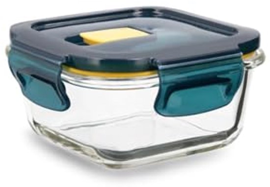 Vierkante vershouddoos van glas 11,6 x 11,6 x 6,3 cm - 32 cl - Blauw