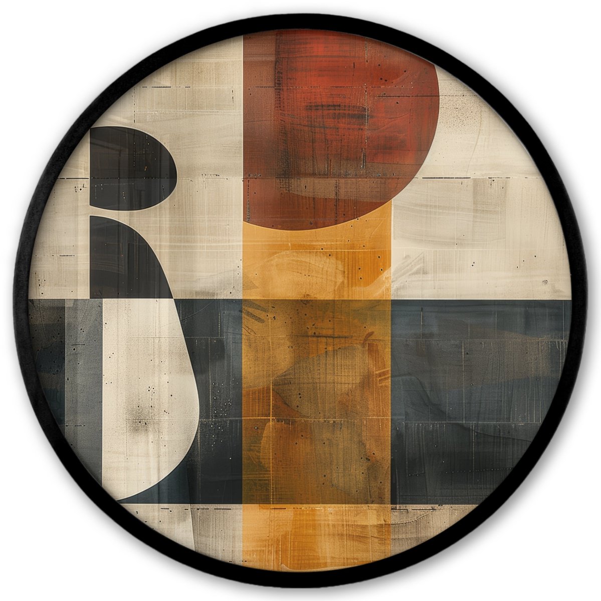 FrameYourWall Poster in lijst Rond - Fotolijst 40x40 cm - Posters - Abstract - Kunst - Vormen - Modern - Ronde posterlijst zwart - Decoratie - Wanddecoratie woonkamer - Muurdecoratie slaapkamer