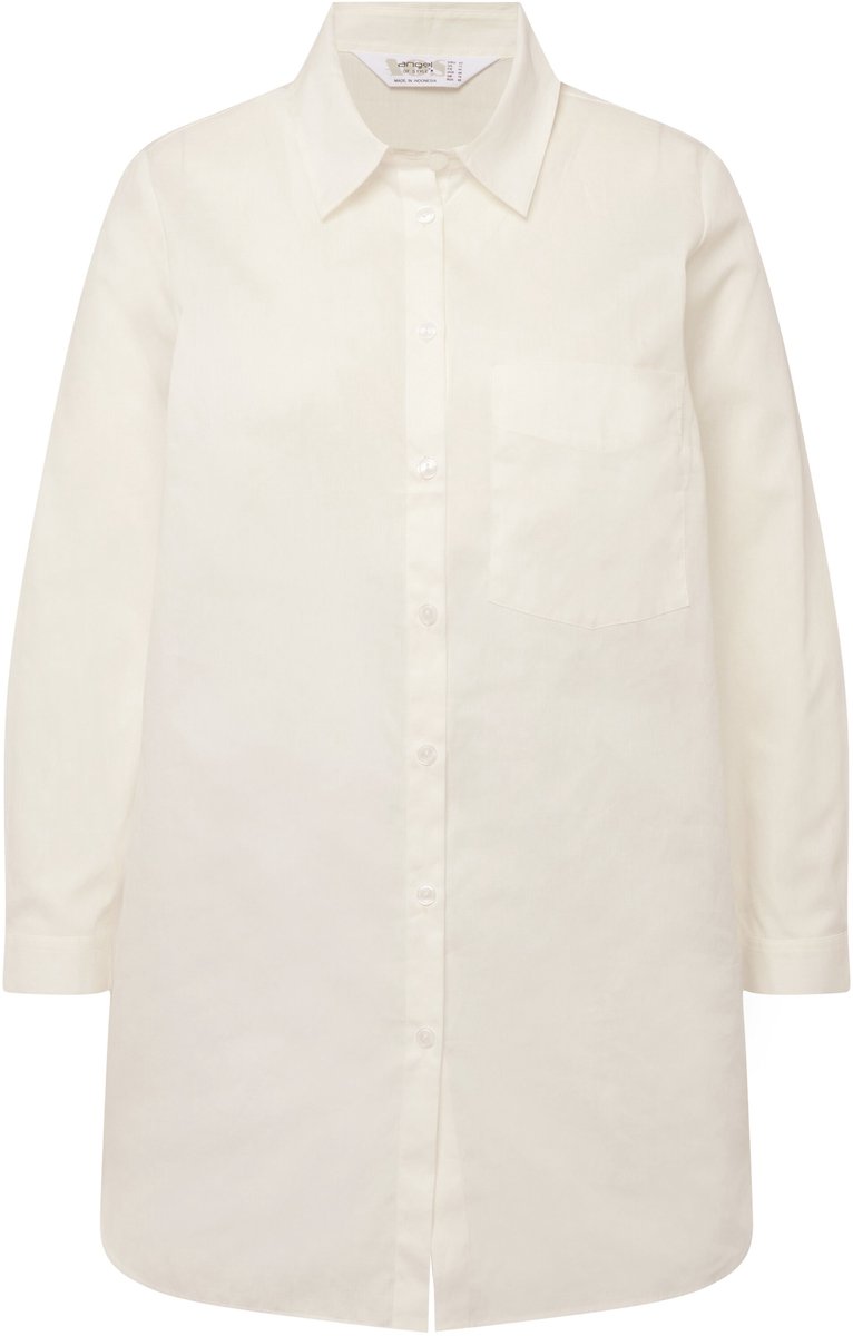 Angel of Style - Dames - Shirtblouse oversized overhemdkraag lange mouwen - Sneeuwwit - Maat 48