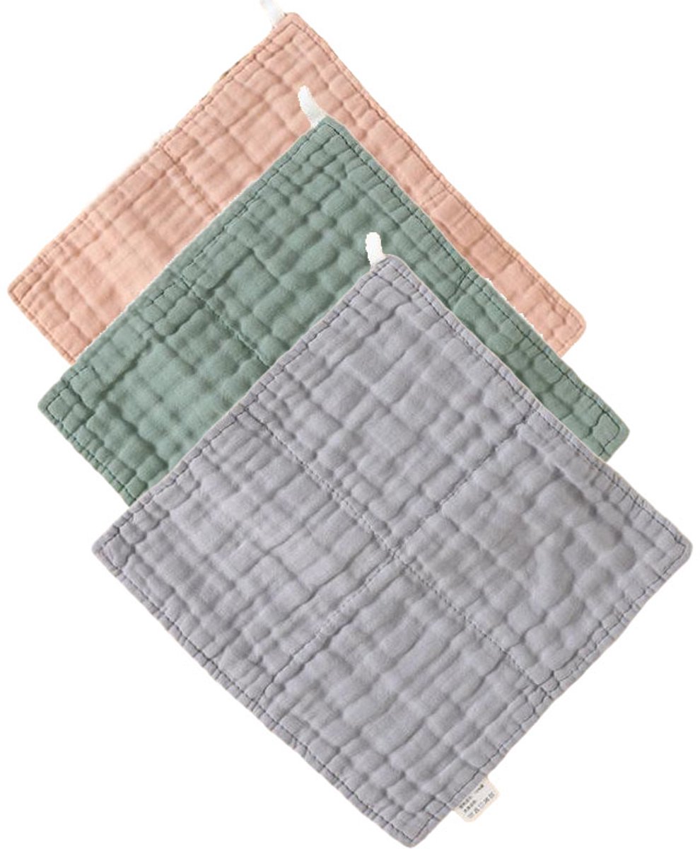 Image of 3-pack babydoekjes - zachte katoenen babydoekjes, 25 x 25 cm, absorberende katoenen doekjes, mousseline luiers - geschikt voor jongens en meisjes - maat B
