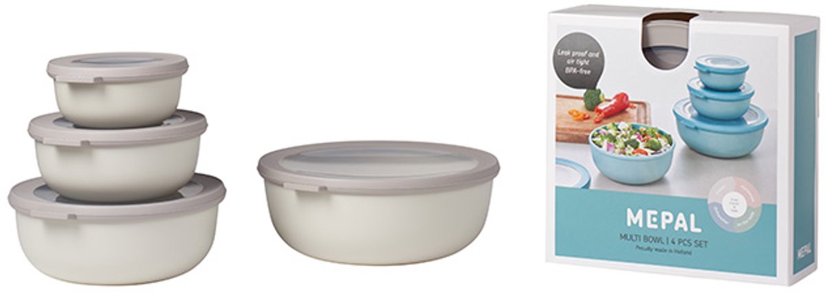 Bol.com Mepal - Multikom Cirqula vershouddoos set - 350 + 750 + 1250 + 2250 ml - Rond - Nordic white aanbieding