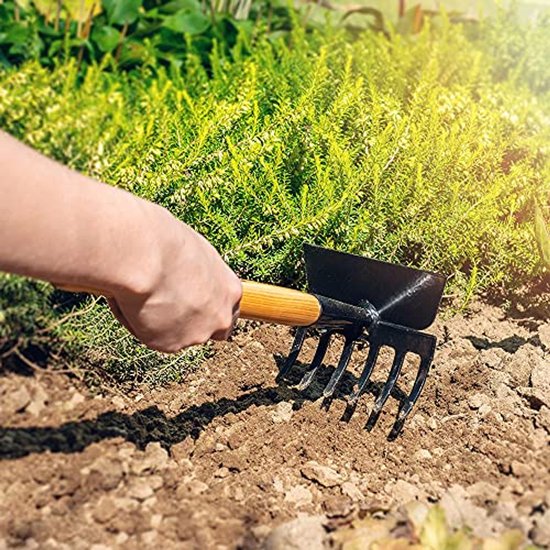 Kleine metaal hak voor tuinwerk, ergonomische tuinhak met korte steel voor efficiënt onkruidbeheer van Merkloos	 — afbeelding 3