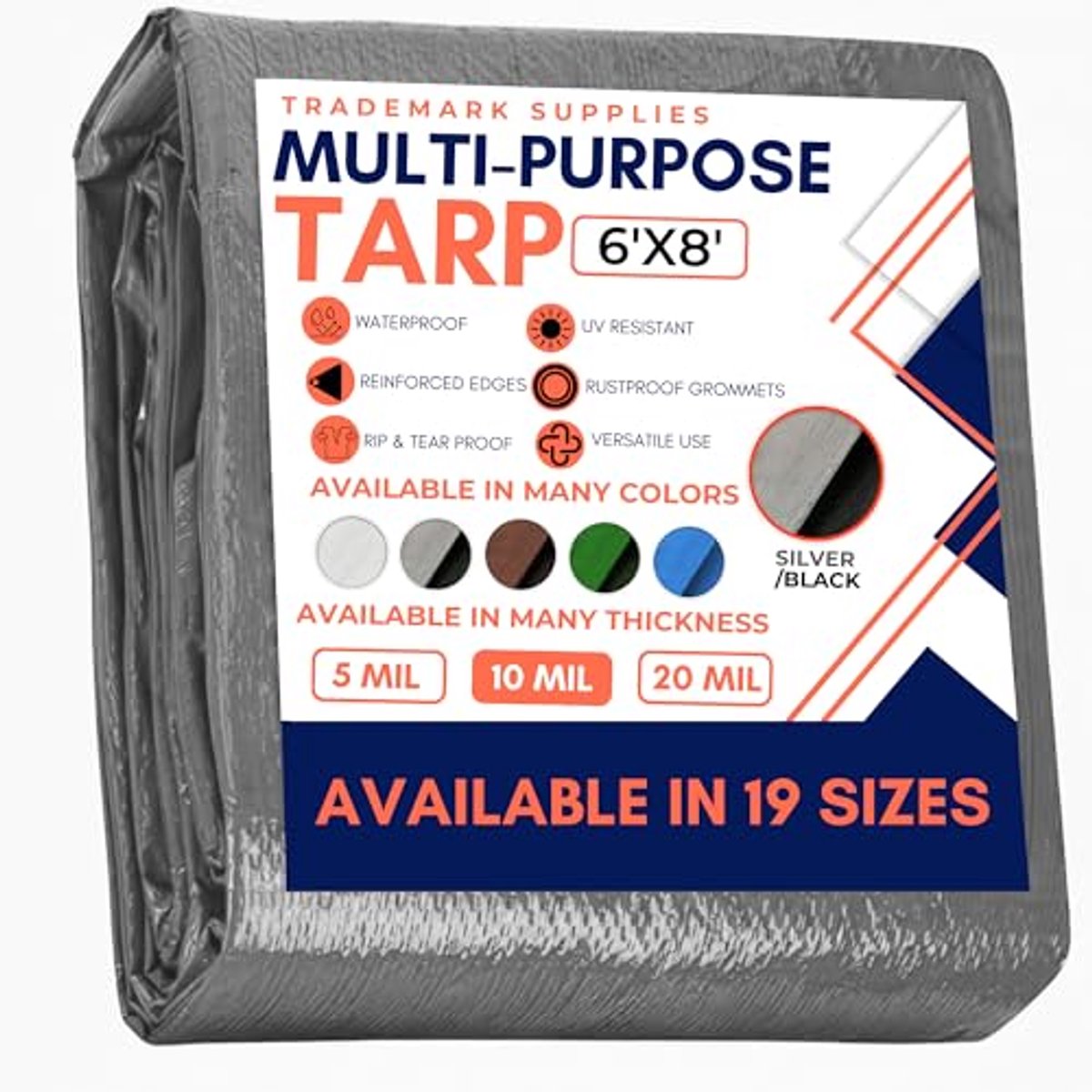 Heavy Duty Tarp Dekzeil voor Luifeltent, Boot, RV of Zwembadafdekking (1,8 x 2,4 M)