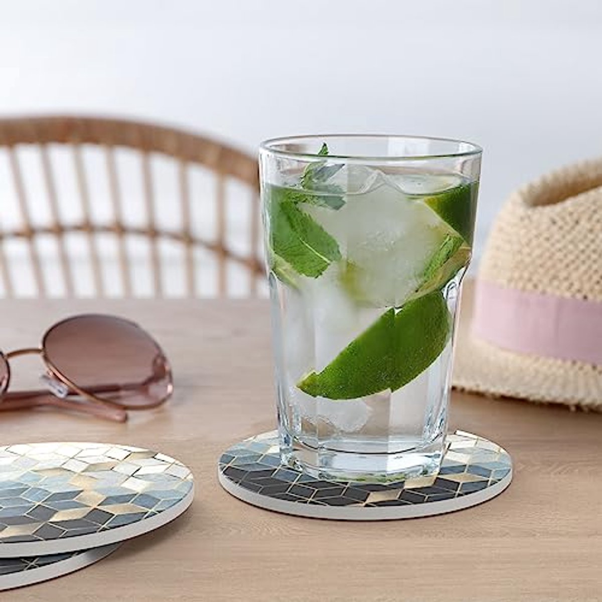Set van 4 Absorberende Ronde Onderzetters - Decoratieve Keramische Onderzetters met Kurkbasis voor Mokken en Bekers — cadeau in Wonen & Interieur - foto 3