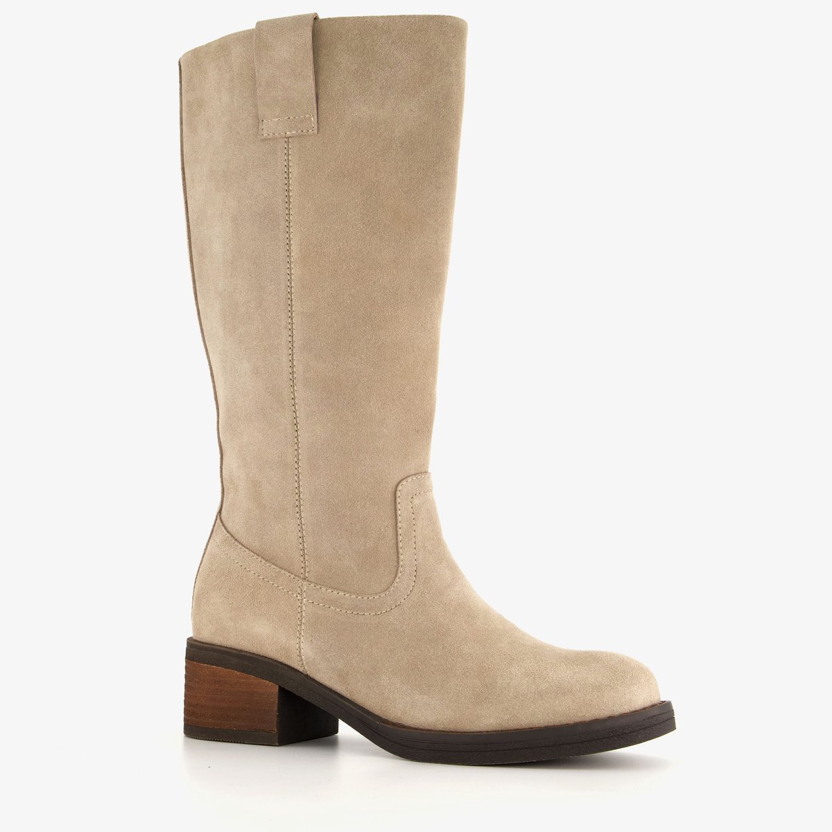 Harper leren dames laarzen met hak beige - Maat 37 - Echt leer