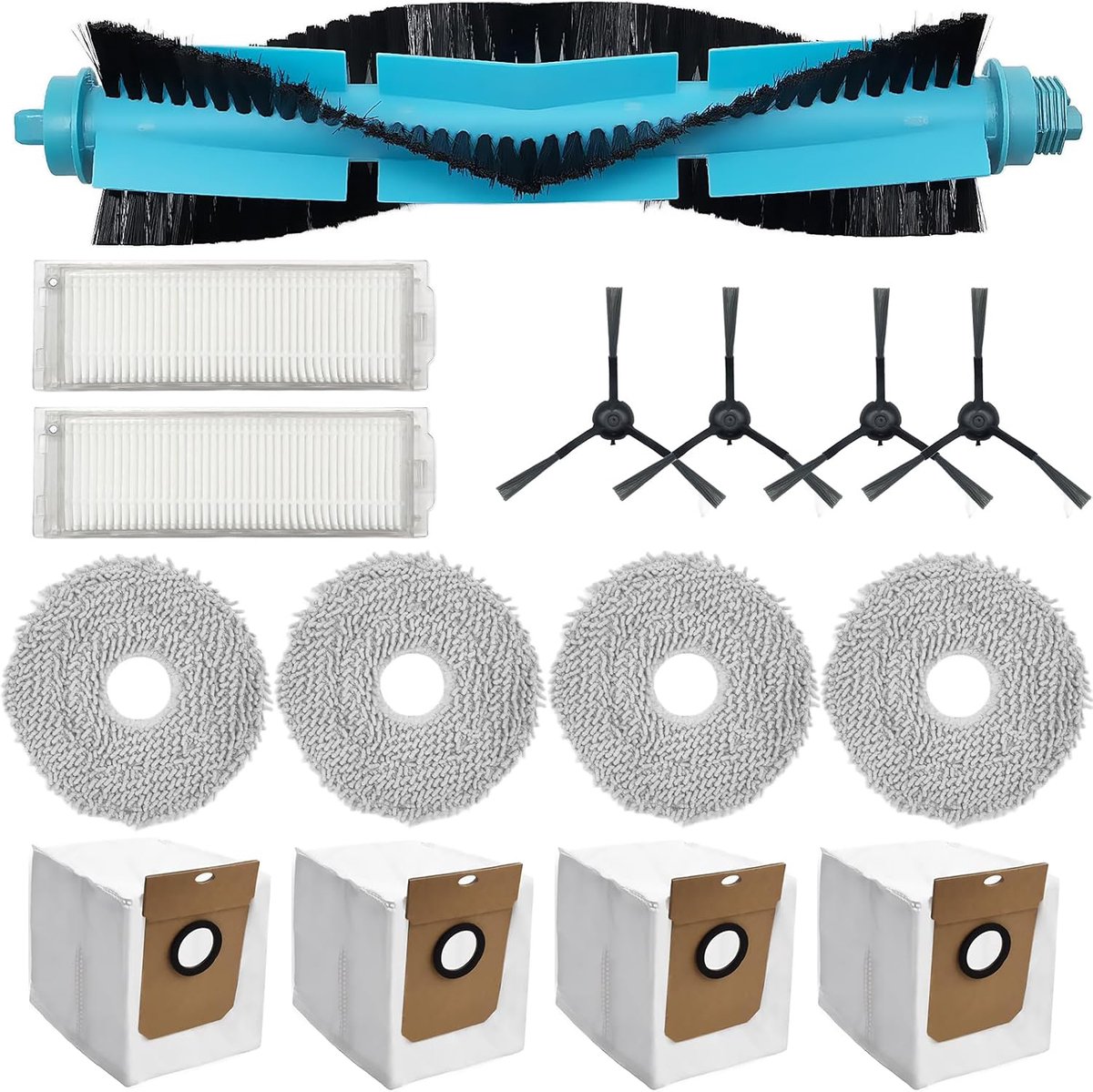 Vervangende onderdelen - 15 stuks - geschikt voor Conga 11090 - Stofzuiger Accessoires - Accessoireset voor Robotstofzuiger - Stofzuiger Onderdelen - stofzuigeronderdelen - stofzuigerzakken