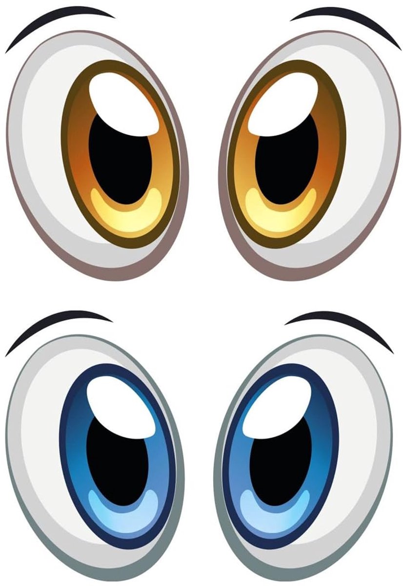 2 Pairs of Eye Stickers for Robots and Lawnmowers, Self-Adhesive, Funny and Decorative, Weatherproof