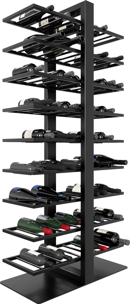 MetaloPro Wijnrek Corse – Zwart Metalen Flessenrek Voor 90 Wijnflessen, Robuust Design, Ideaal Voor Keuken, Kelder Of Bar – 170x80x30cm