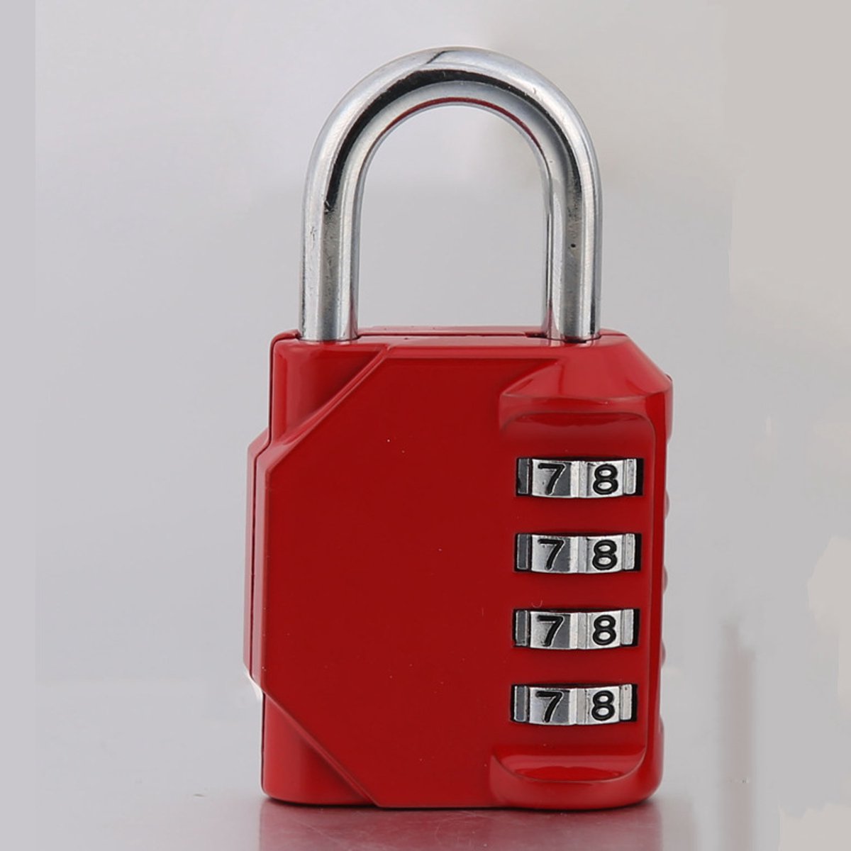 Combinatieslot, 4 cijfers, hangslot met digitale code voor sportschool, garderobekastslot, hangslot, digitaal, weerbestendig, voor deur of tuin, veranda, rood