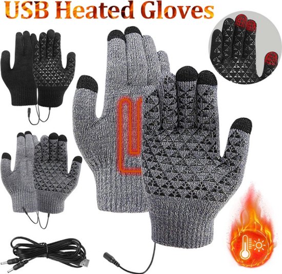 SVPRO Verwarmde handschoenen met USB-aansluiting voor dames en heren, warme verwarmde winterhandschoenen op batterijen, warme artritis, handtouchscreen, thermische handschoenen voor skiën, motorfiets