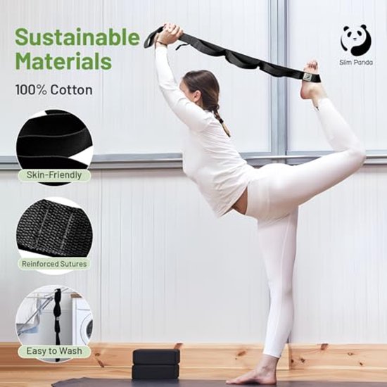 Yoga Stretchband met 10 Lussen - 180 cm - Geschikt voor Pilates, Ballet en Fysiotherapie — afbeelding 4