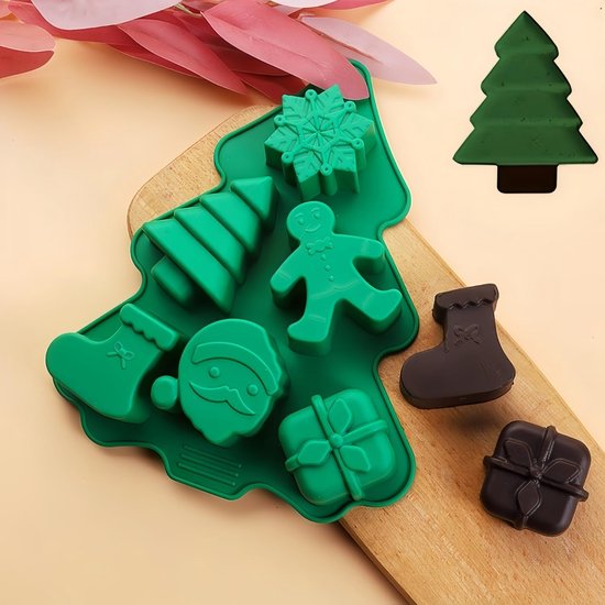 HGSHUO Kerstmis siliconen vorm bakvorm kerstboom cakevorm siliconen cakevorm Kerstman chocolade vormen mousse zeep motief bakvormen kerstvorm