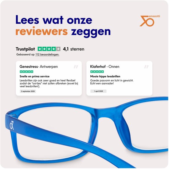 Amazotti Lunettes de lecture Milano Force +3,00 - Set de 4 - Trendy Vert, Rouge, Blauw, Transparent - Lunettes de Lecture Femme et Homme