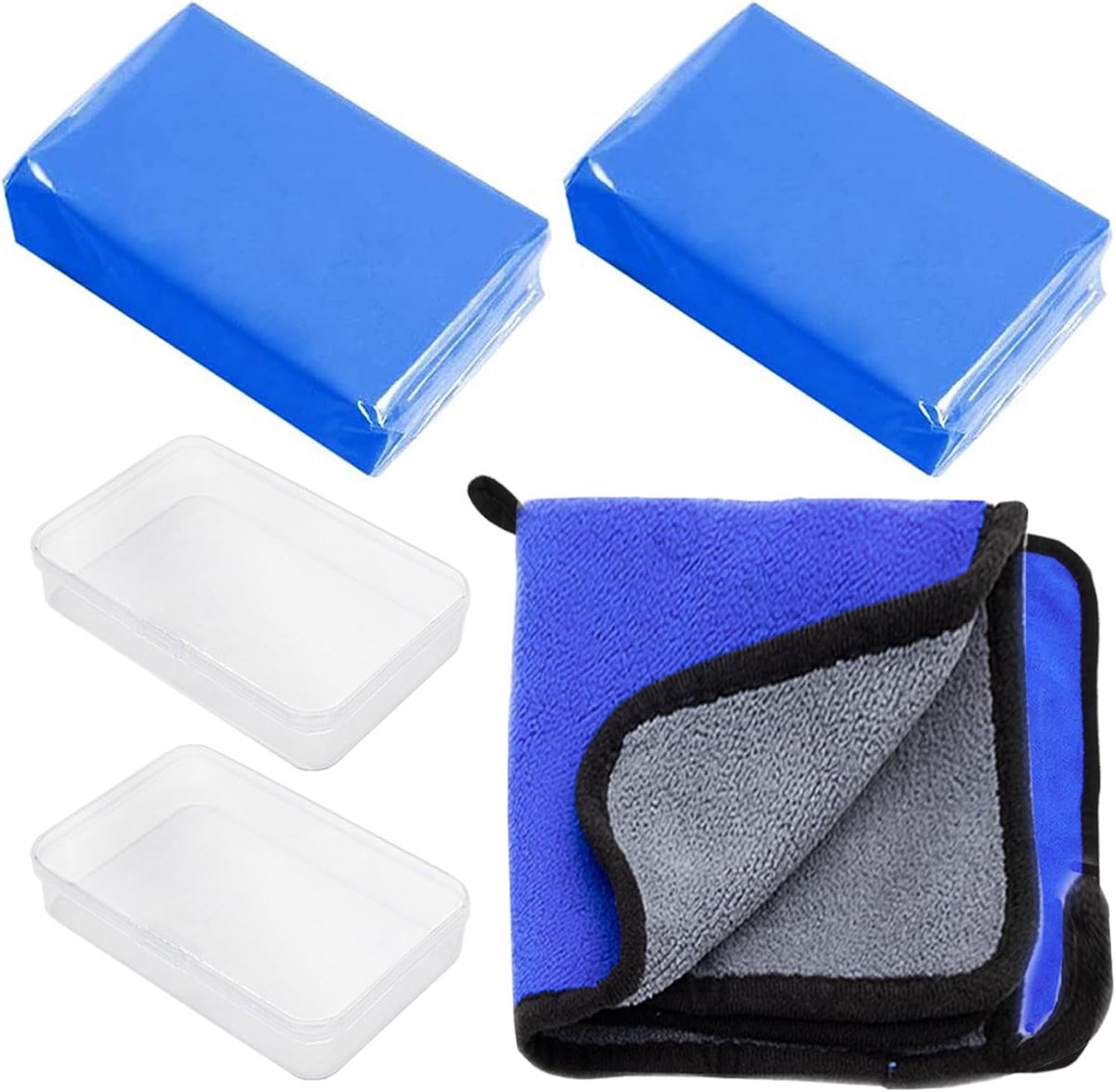 Image of 2 Pieces Auto Verf Reinigingsklei - 1 x Auto Doek - Reinigingsklei voor Verven - Rim Reiniging - Vliegenroest Verwijdering voor Auto's - Trucks - Caravans - Motorfietsen