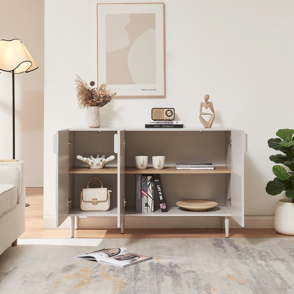 Commode Starvili dressoir 75x115x38 cm beige [en.casa]