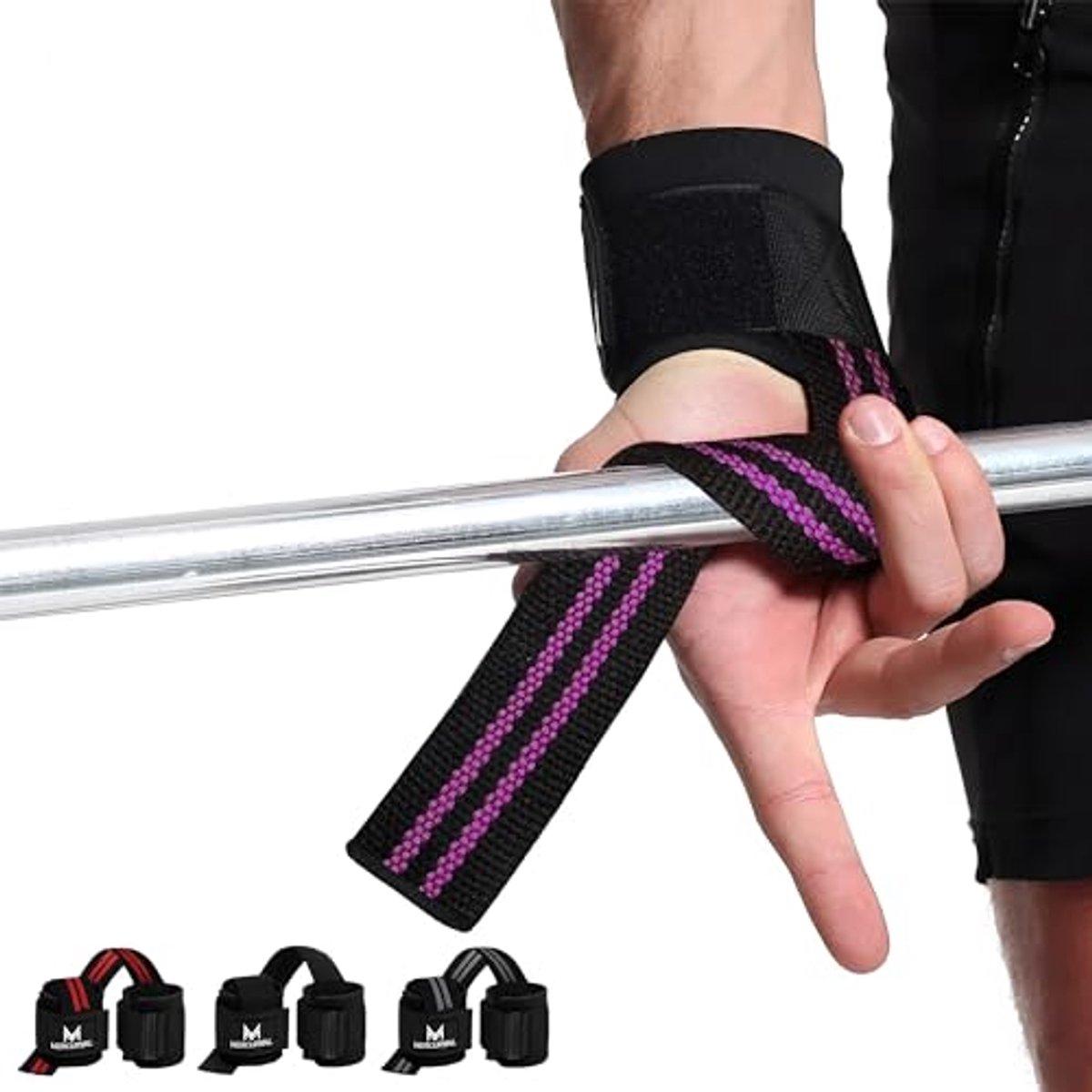 Straps Gym Polsband met Verstelbare Sluiting voor Gewichtheffen en Powerlifting