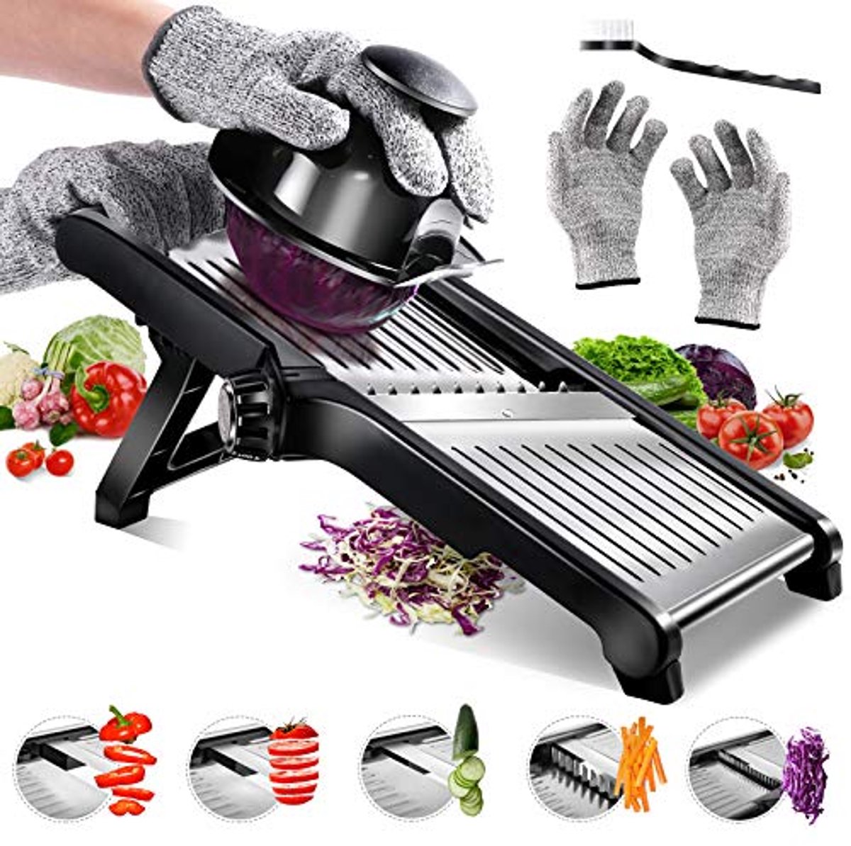 Multifunctionele 5-in-1 Groentesnijder en Mandoline met Verstelbare Instellingen