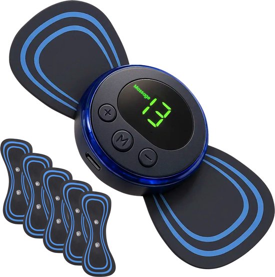 Nuvance - Appareil de Massage EMS avec contrôle - Stimule la circulation sanguine - Convient pour le dos, les bras et les jambes - Sans fil - 54 positions - Zwart/ Blauw