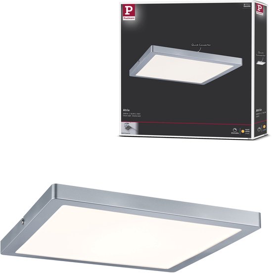 Paulmann LED-paneel Atria hoekig 300x300mm 16,5W 1450lm 2700K Chroom