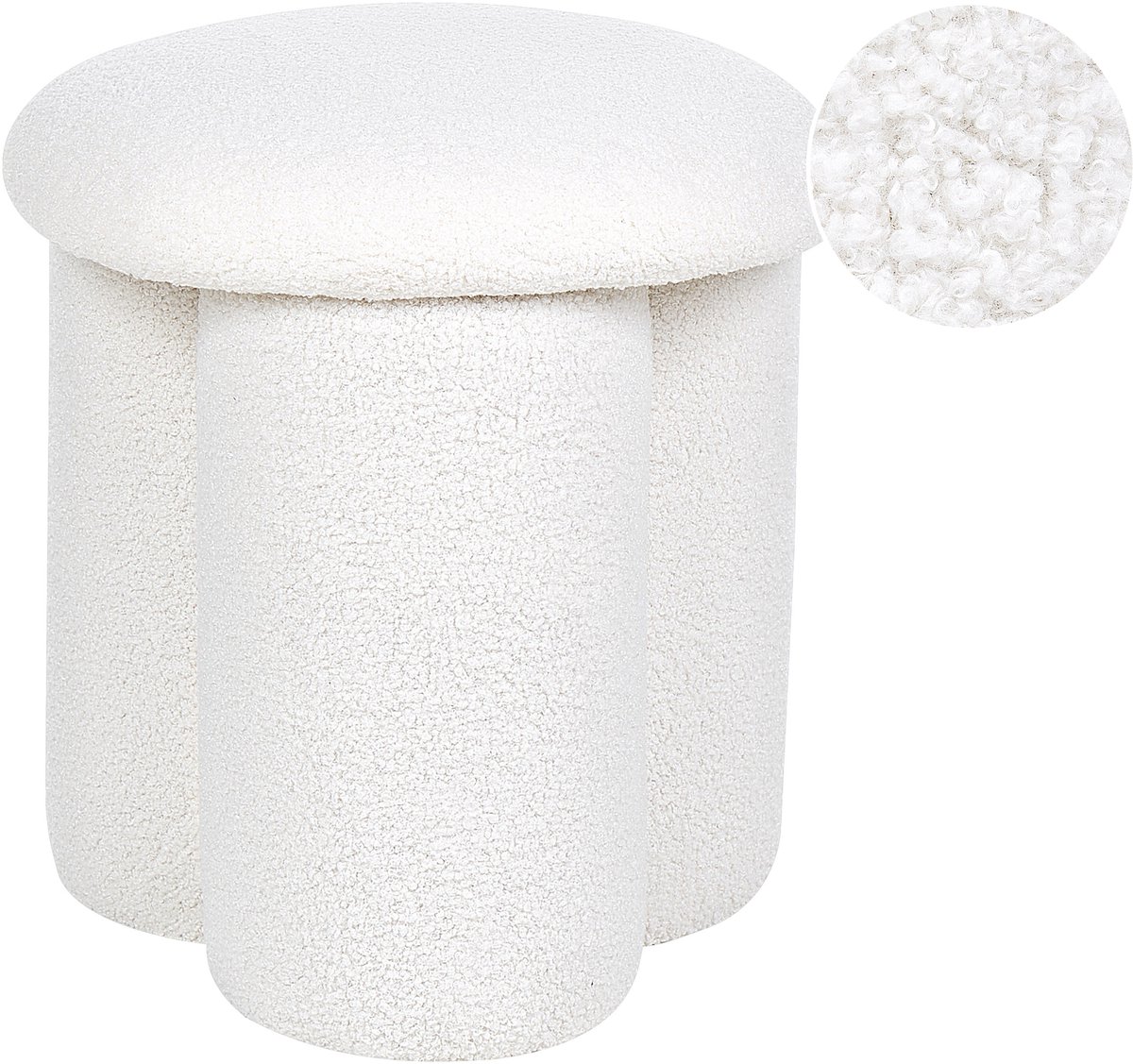 CARRINGTON - Poef - Wit - Bouclé