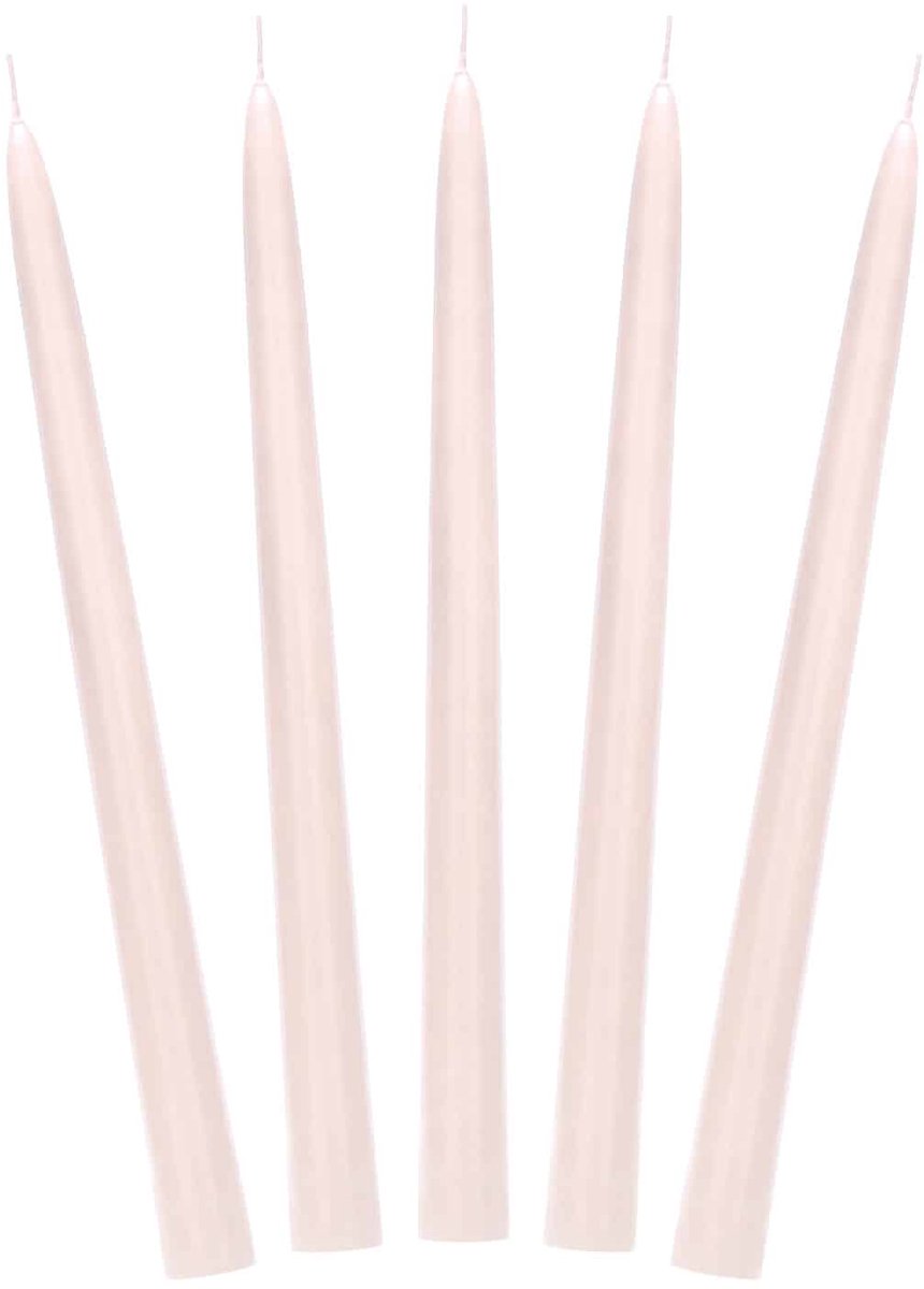 PartyDeco Dinerkaarsen mat nude - 24 cm - 10 stuks