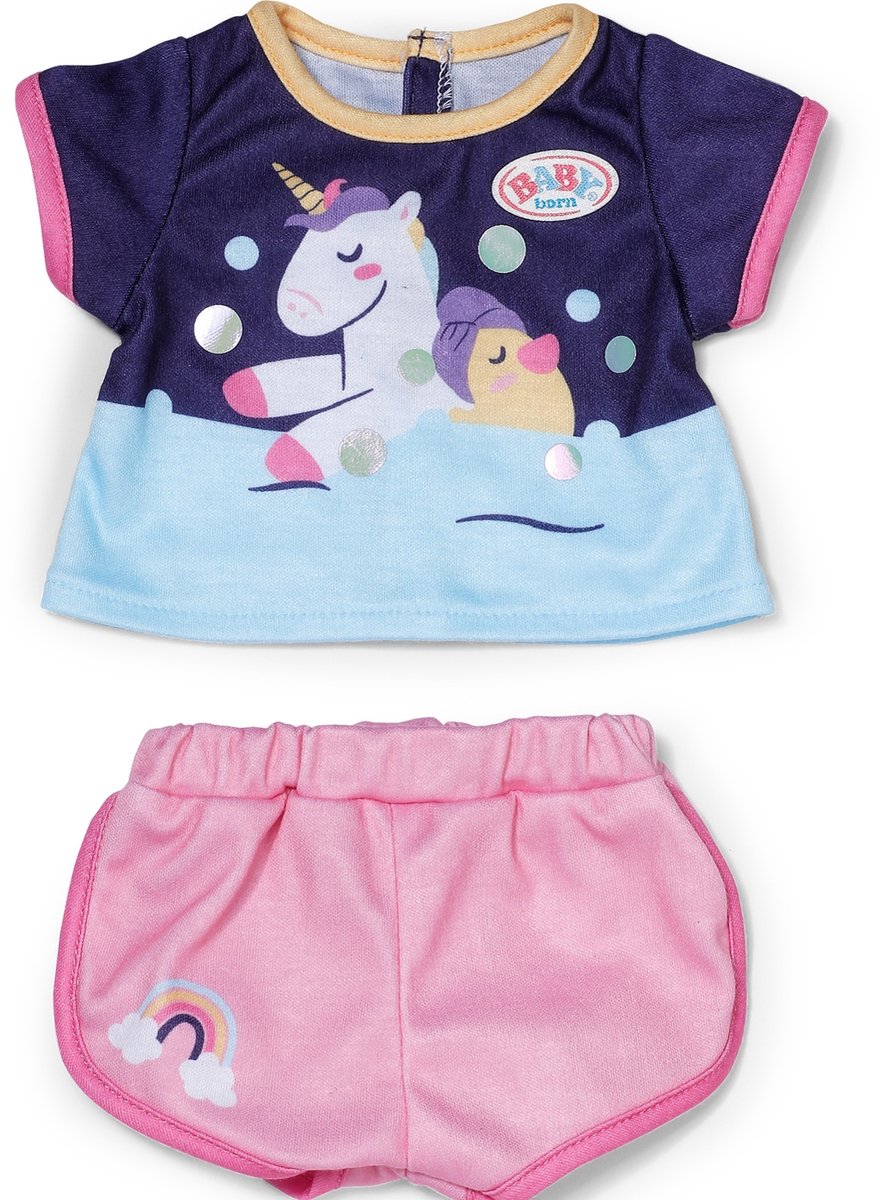 BABY born Pyjama met eenhoornmotief voor poppen van 43 cm