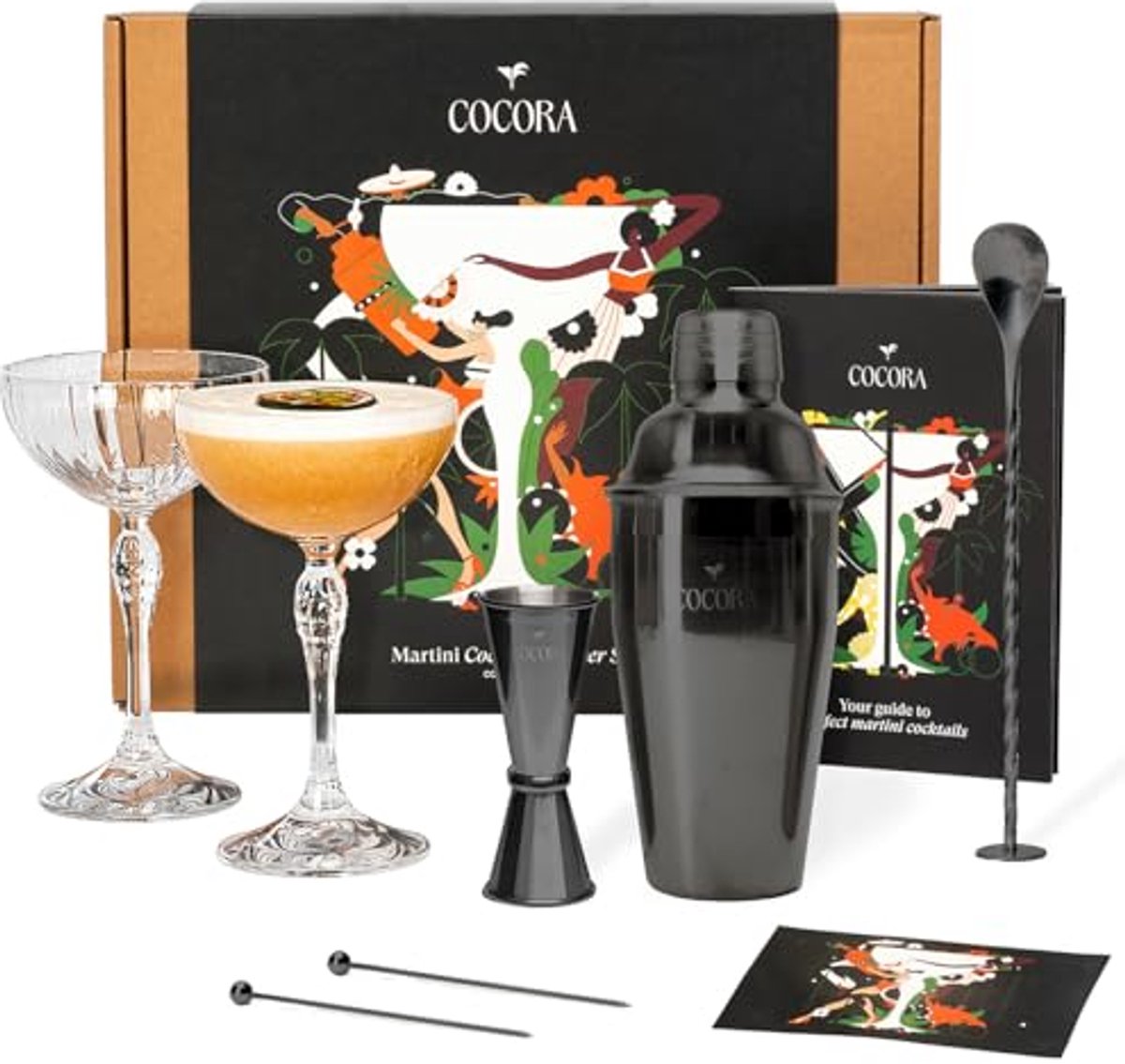8-delige Cocktailset van Roestvrij Staal met Cocktailshaker en Glazen voor Thuis