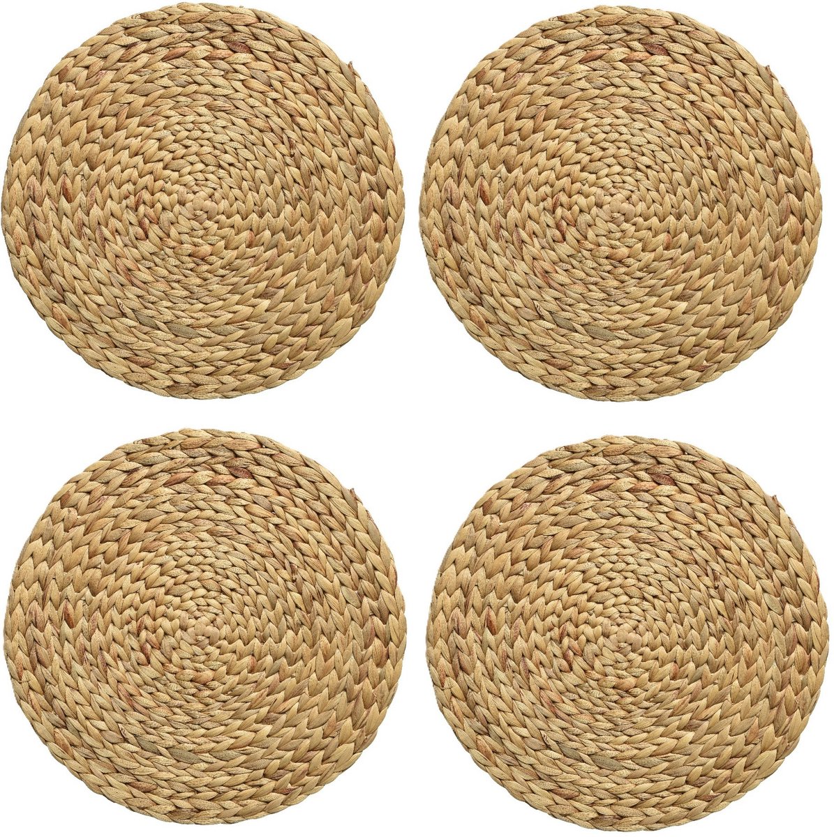 Decoris Placemat - 4x - naturel bruin - D35 cm - rotan gevlochten - rond - onderlegger - tafeldecoratie