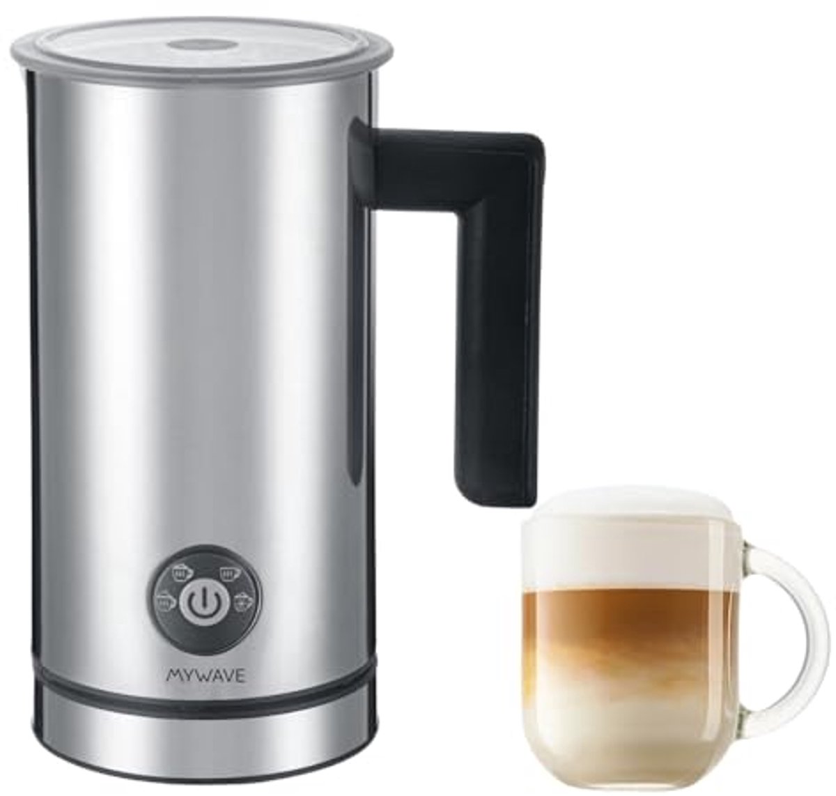 Melkopschuimer 500 W - Voor Perfect Schuim, Verwarmen en Opschuimen - 3 Warmtestanden en 1 Koude Stand - Elektrische Opschuimer voor Koffie en Smoothies
