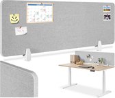 tectake® - Cloison de bureau Noisy - 130 x 40 cm - gris - Avec âme en PET insonorisant, Y compris 2 pinces de montage