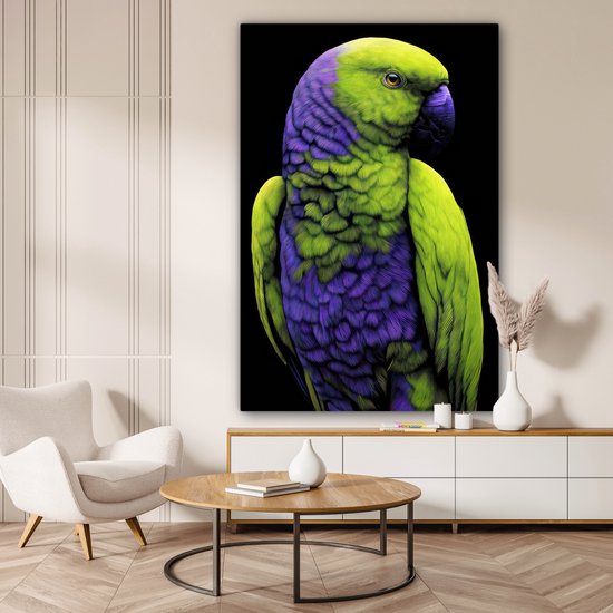 Peinture sur toile 120x180 cm - Décoration murale Perroquet - Ressorts - Frappant - Vert - Décoration murale murale salon - Décoration chambre - Accessoires chambre - Peintures sur toile