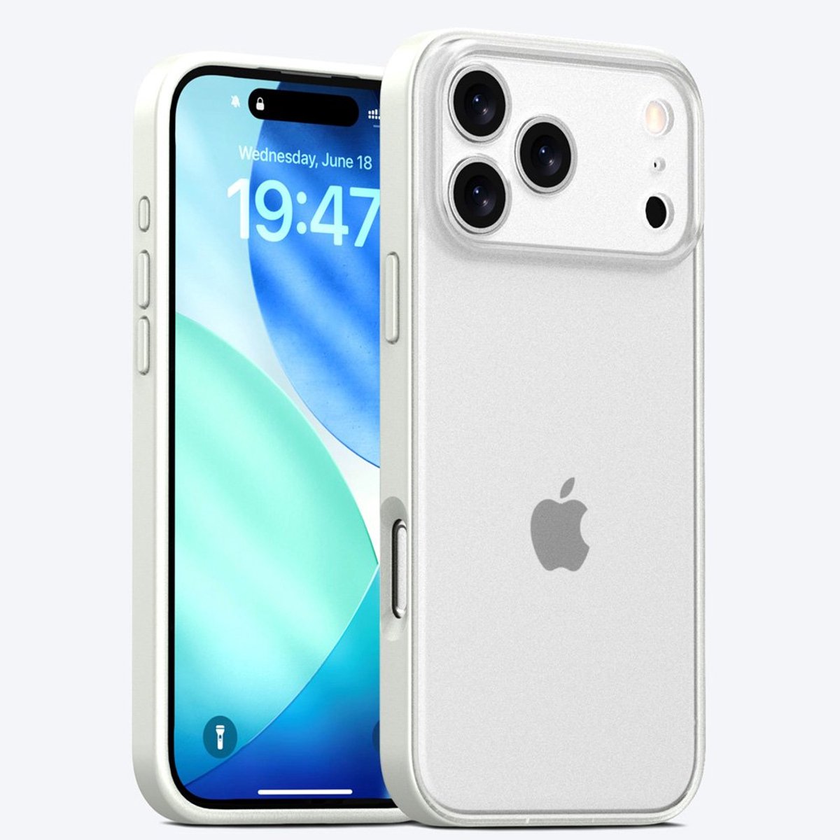 Mobiq - Frosted Rugged Bumper Hoesje geschikt voor iPhone 17 Pro Max - Frosted Clear