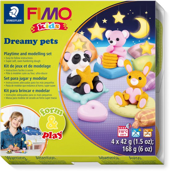 FIMO kids 8034 - ovenhardende boetseerklei - Form&Play set "Dreamy Pets"