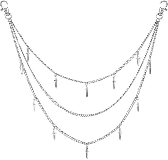 OOTSR Punk broek ketting, gotische accessoires, jeans, maan hanger, one size, legering, geen edelsteen