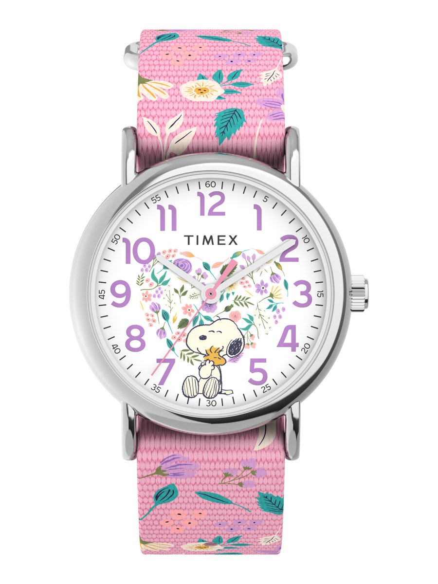 Timex Timex Weekender X Peanuts In Bloom Analoog Horloge Roze Case: 100% Low Lead Brass | Armband: 100% Fabric 38 TW2V77800Z1
