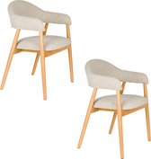 Housecraft Living Indy Eetkamerstoelen Armleuning Lichtbruin/ Beige - Set van 2