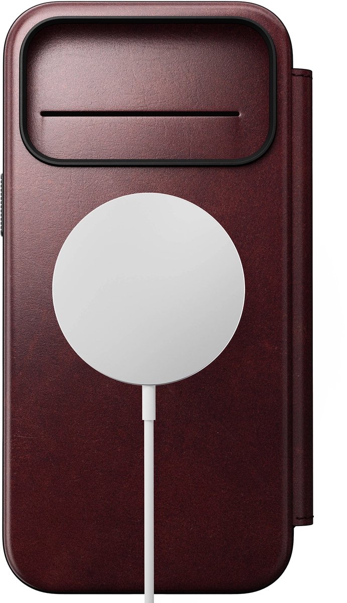 Nomad Horween Lederen Folio iPhone 17 Pro Max – Gerecyclede Aluminium Knoppen – Camera Bedieningsknop – Horween Leer van Topkwaliteit - Bruin