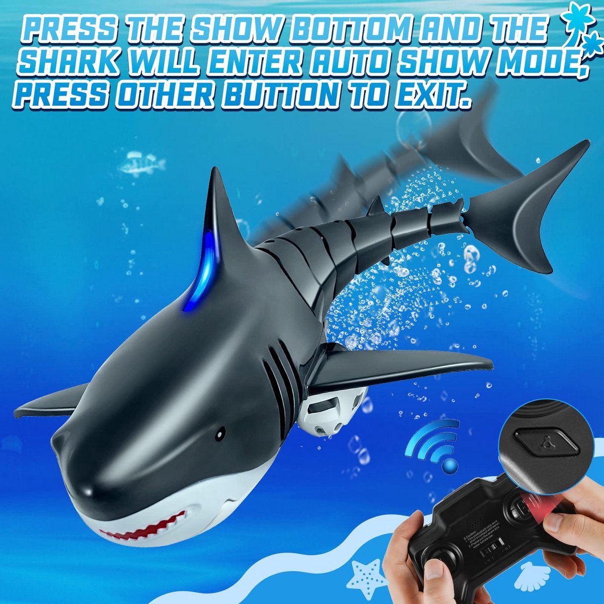 Namajunas - Afstandsbedienbare Haai Speelgoed - 2.4GHz RC Boot Simulatiehaai - Zwembad Water Speelgoed - Elektrische Boot met Afstandsbediening - Speelgoed Cadeau voor Jongens en Meisjes - Buitenspeelgoed – foto 2