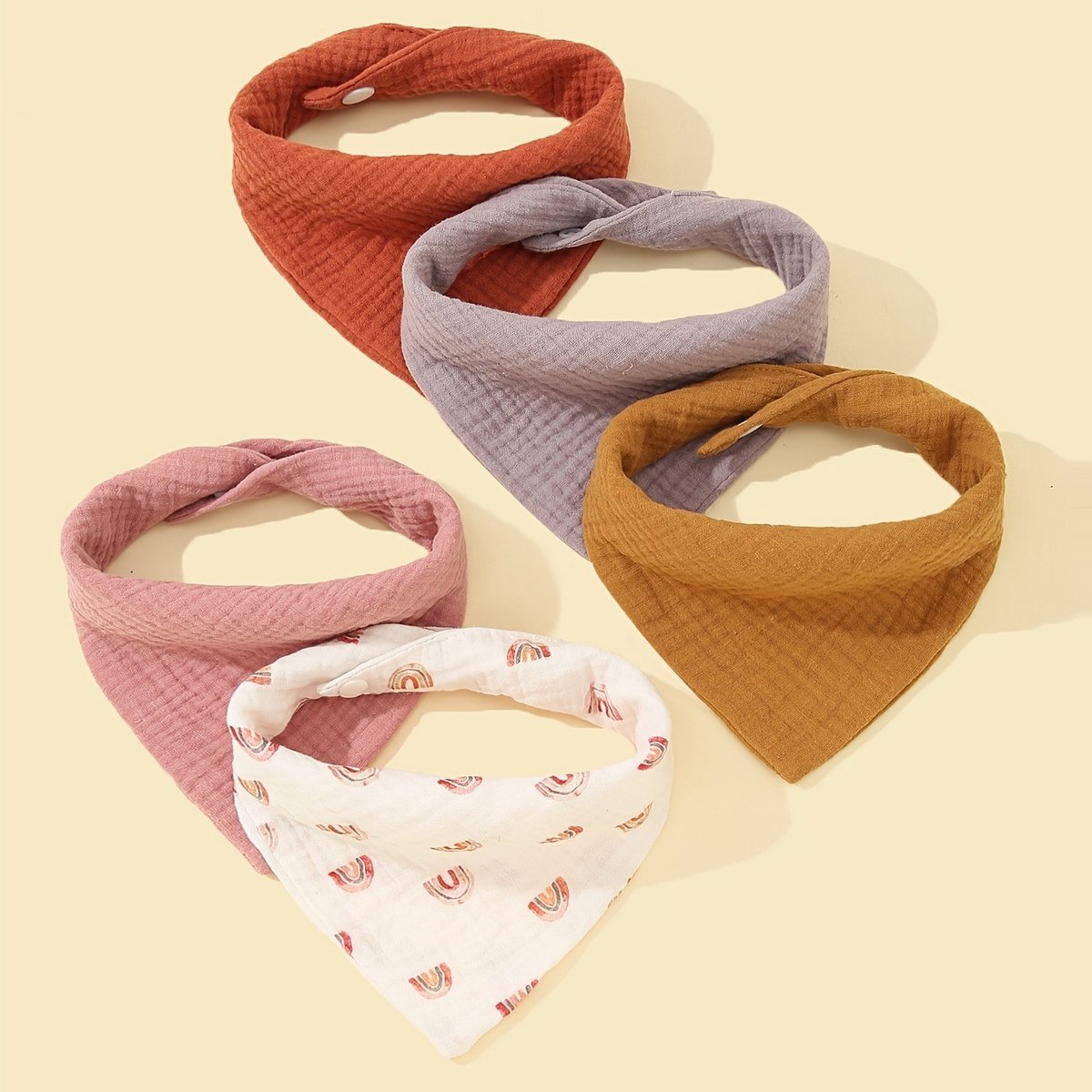 Image of 5 Stuks Baby Mousseline Doeken - Boerendoeken - Baby Mousseline Doeken Voor Babyverzorging - Mousseline Doeken Voor Baby'S, Katoen, Superzacht, Absorberend En Ademend (Stijl F)