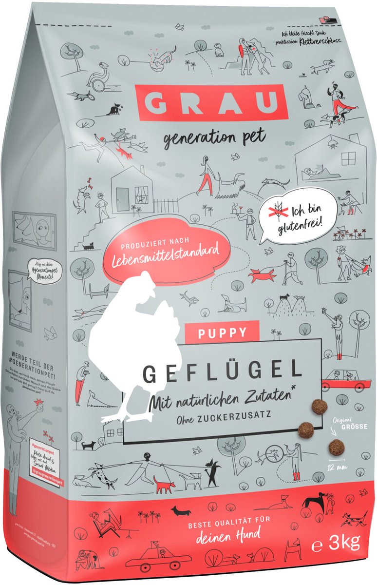 GRAU Grau Glutenvrij Puppy Gevogelte - 12 kg