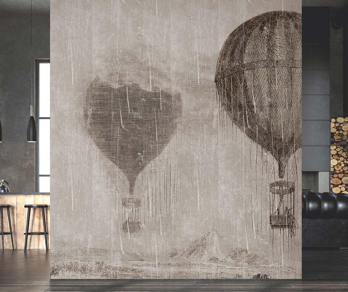 Vintage behang in beige