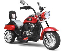 COSTWAY Chopper stijl motorfiets, batterij aangedreven rijden op motorfiets, realistische rijervaring, verstelbare koplamp, elektrische kindermotorfiets voor jongens meisjes (Rood)