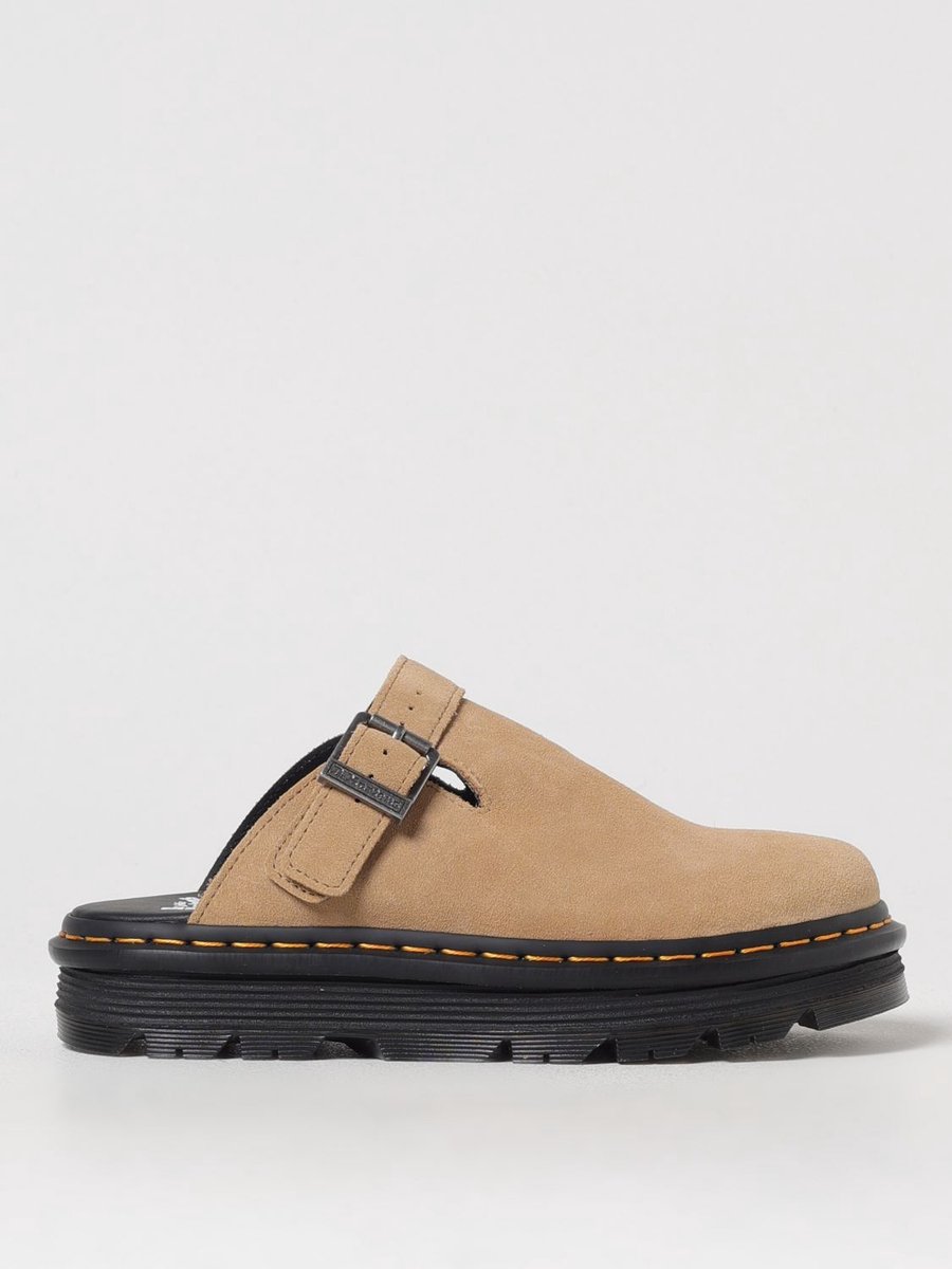 Leonore Suede Clog Buckle Shoes Beige