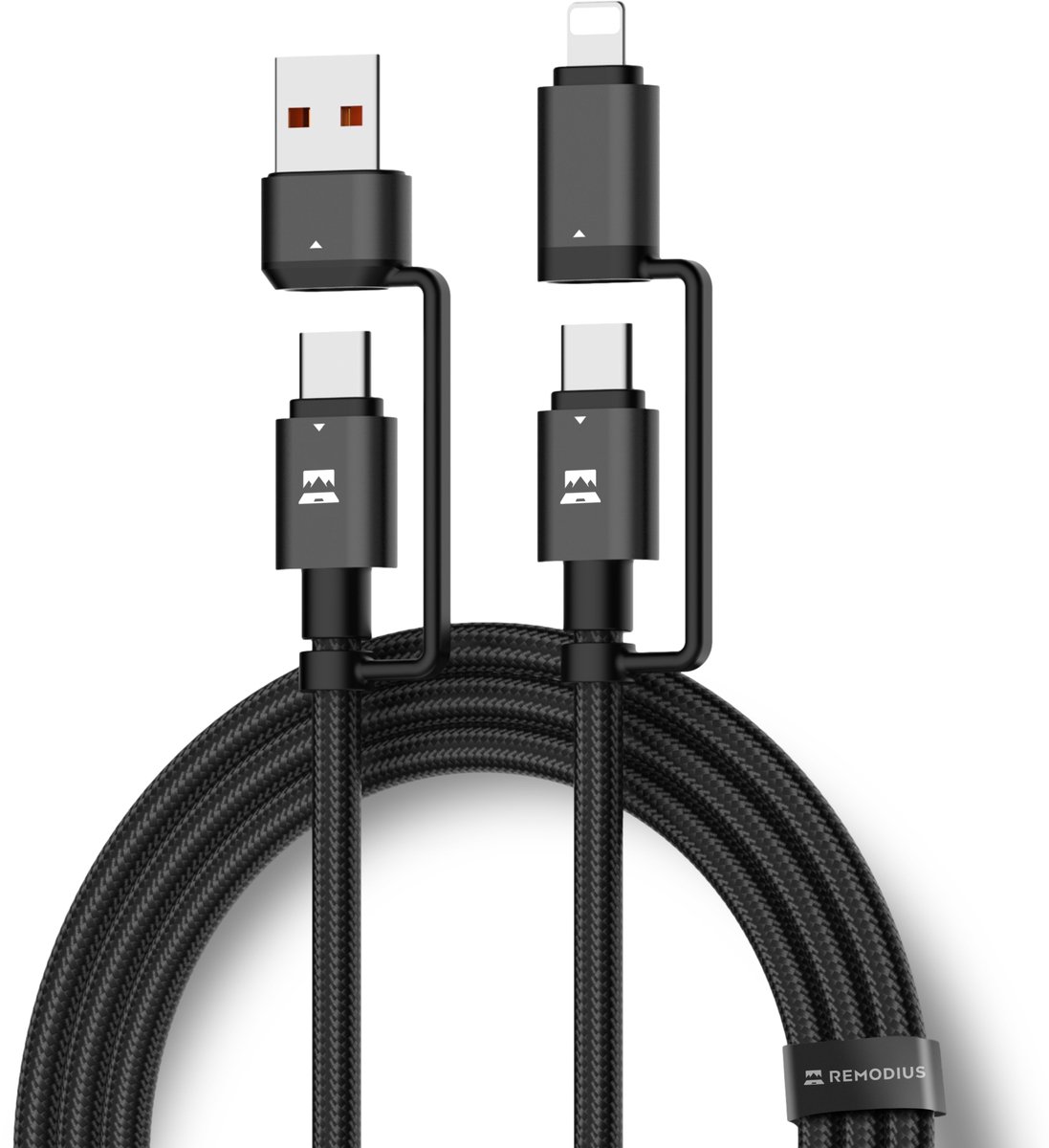 Remodius® UniCharge USB C Kabel - Universele Oplaadkabel - Ultra Fast Charging - 1.2m - USB C naar USB C / USB A / Lightning - Multifunctioneel