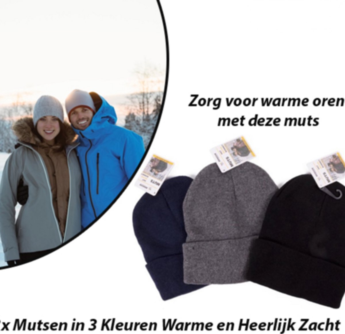 Benson Warme beanie muts One Zwart