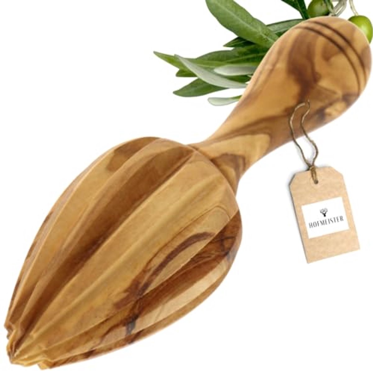 Citruspers van olijfhout - Duurzaam en Handgemaakt - 15,5 cm