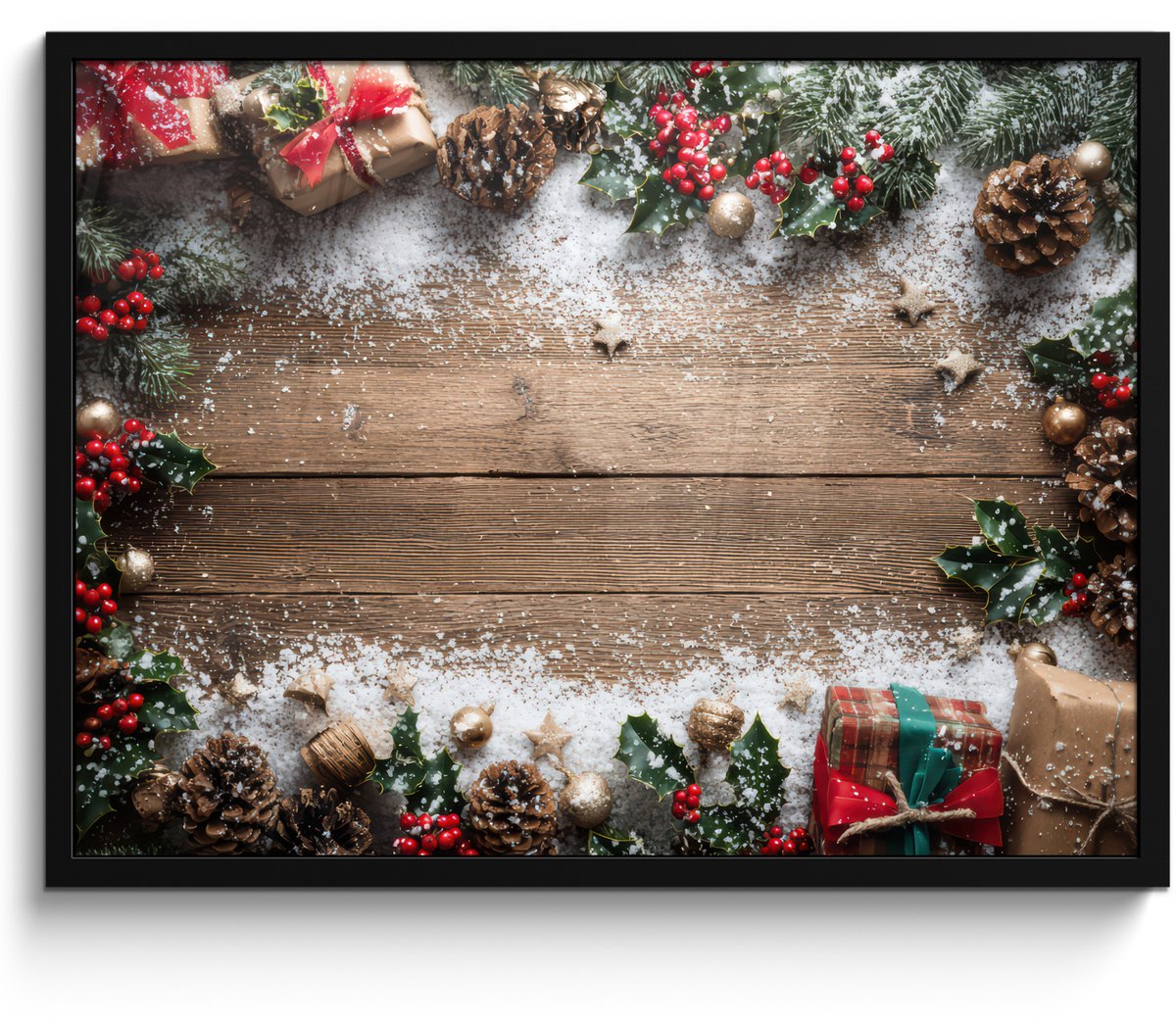 FrameYourWall Poster in lijst - Fotolijst 80x60 cm - Posters - Kerstdecoratie - Geschenken - Hout - Veelkleurig - Posterlijst zwart - Decoratie - Wanddecoratie woonkamer - Muurdecoratie slaapkamer - Kerstversiering - Kerstdecoratie voor binnen - Kerstmis