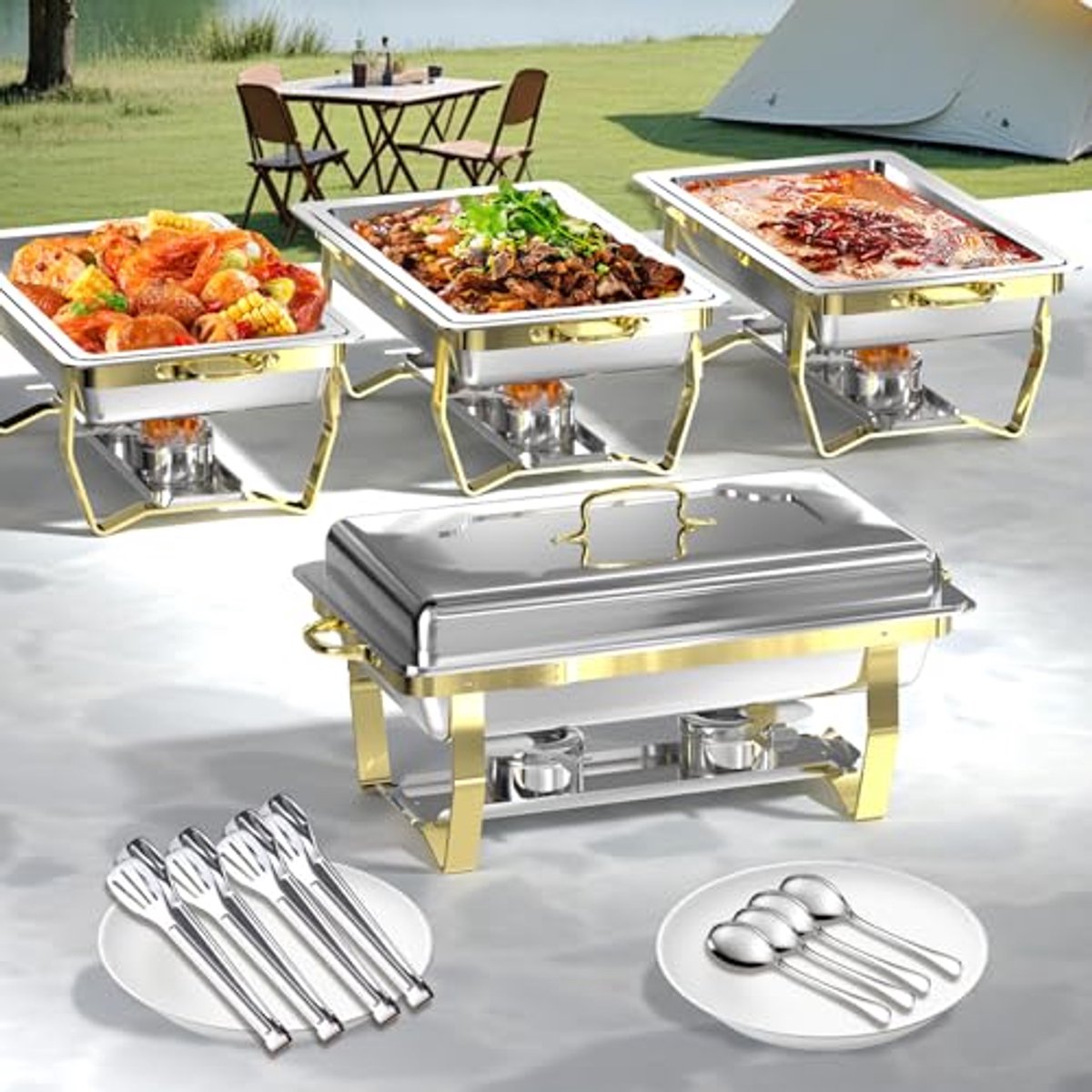 Buffetwarmers 4-pack - 8QT Semi-Gouden Voedselverwarmers voor Feesten
