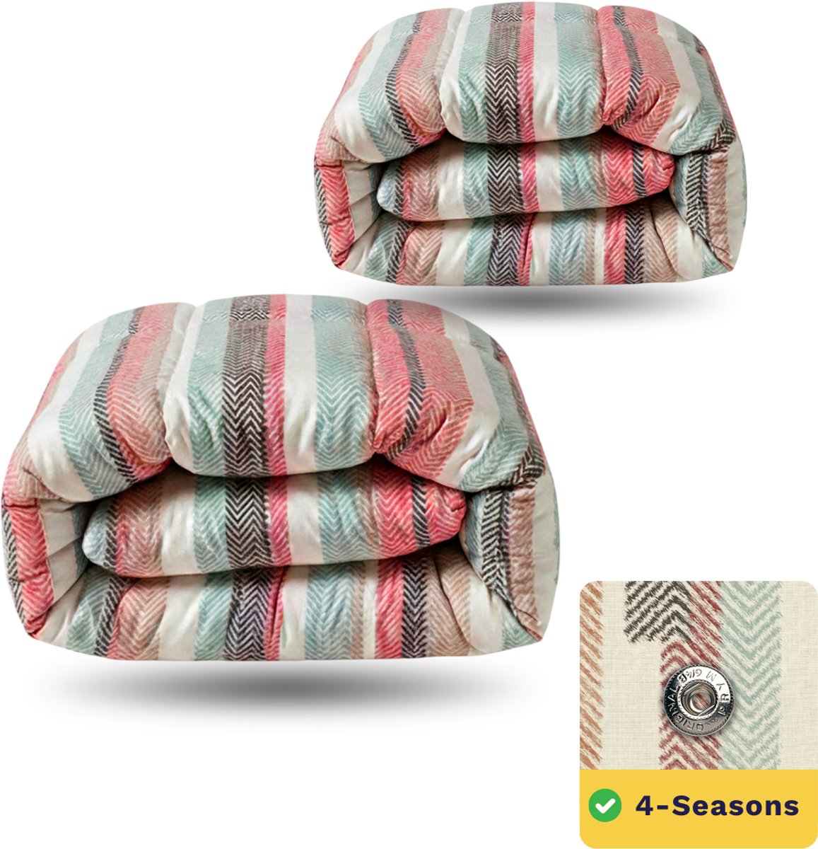 Zelesta Wonderbed Vintage Vibe 140x200 - Dekbed zonder overtrek - 4 Seizoenen Dekbed - Wasbaar dekbed - Hoesloos dekbed - 2 in 1 Dekbed