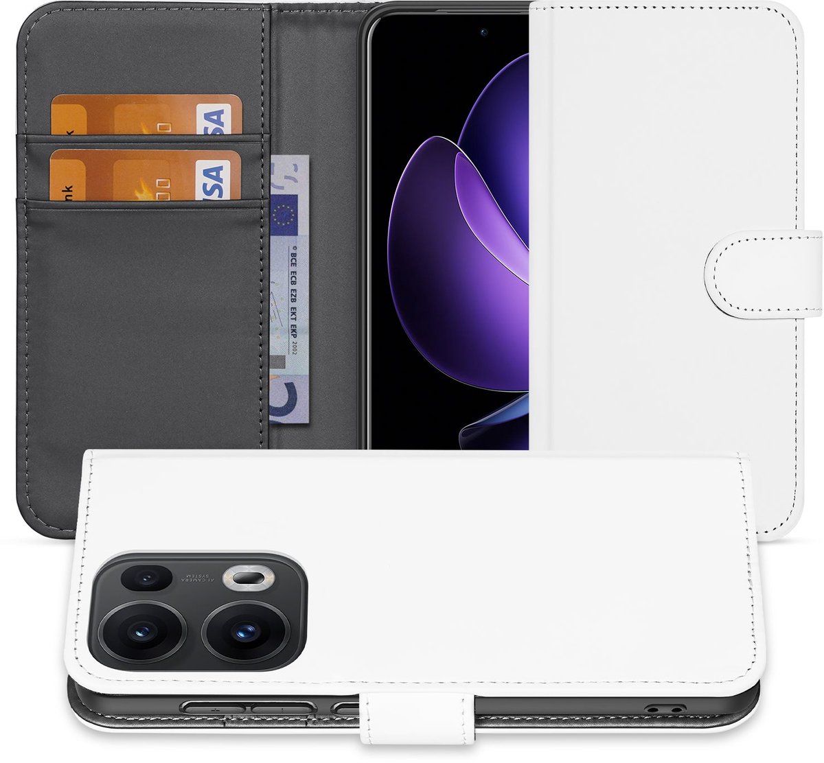 Book Case Hoesje OPPO Reno 13 Pro Wit met Pasjeshouder